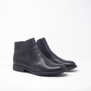 Born Lauryl Womens Ankle Boots Black Leather Side Zip Block Heel 7M